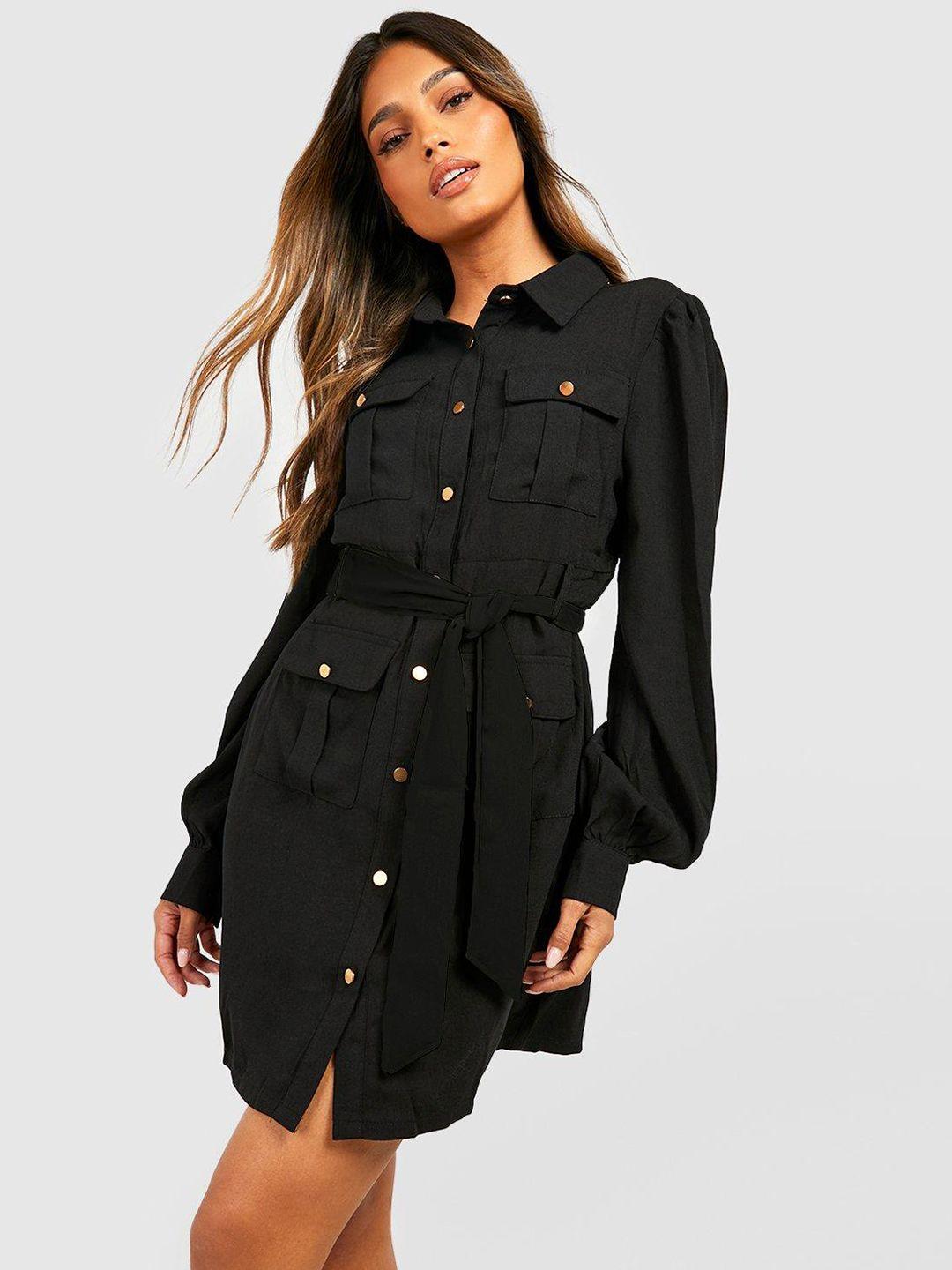 boohoo pocket detail shirt style mini dress