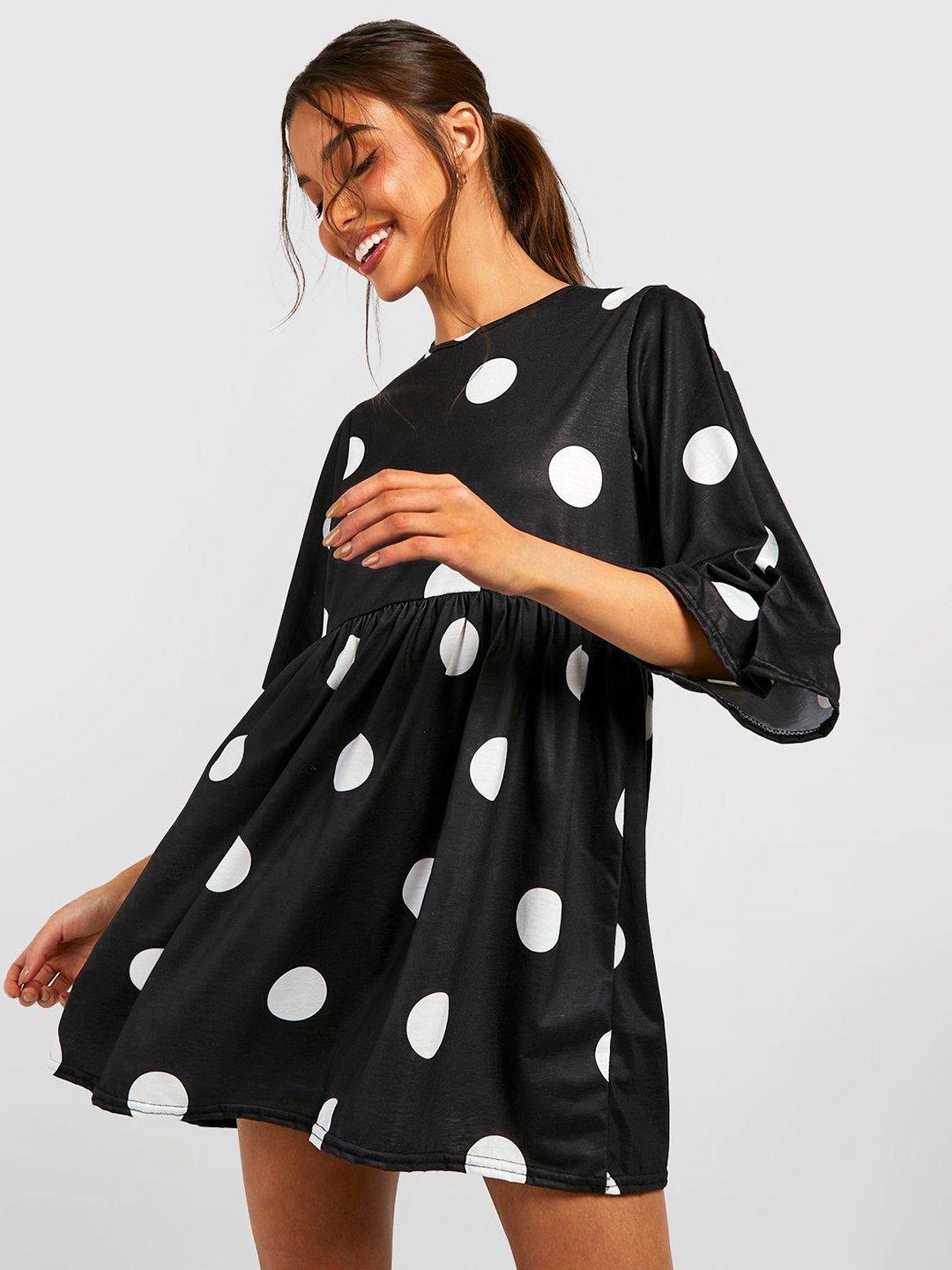 boohoo polka dot print a-line mini dress