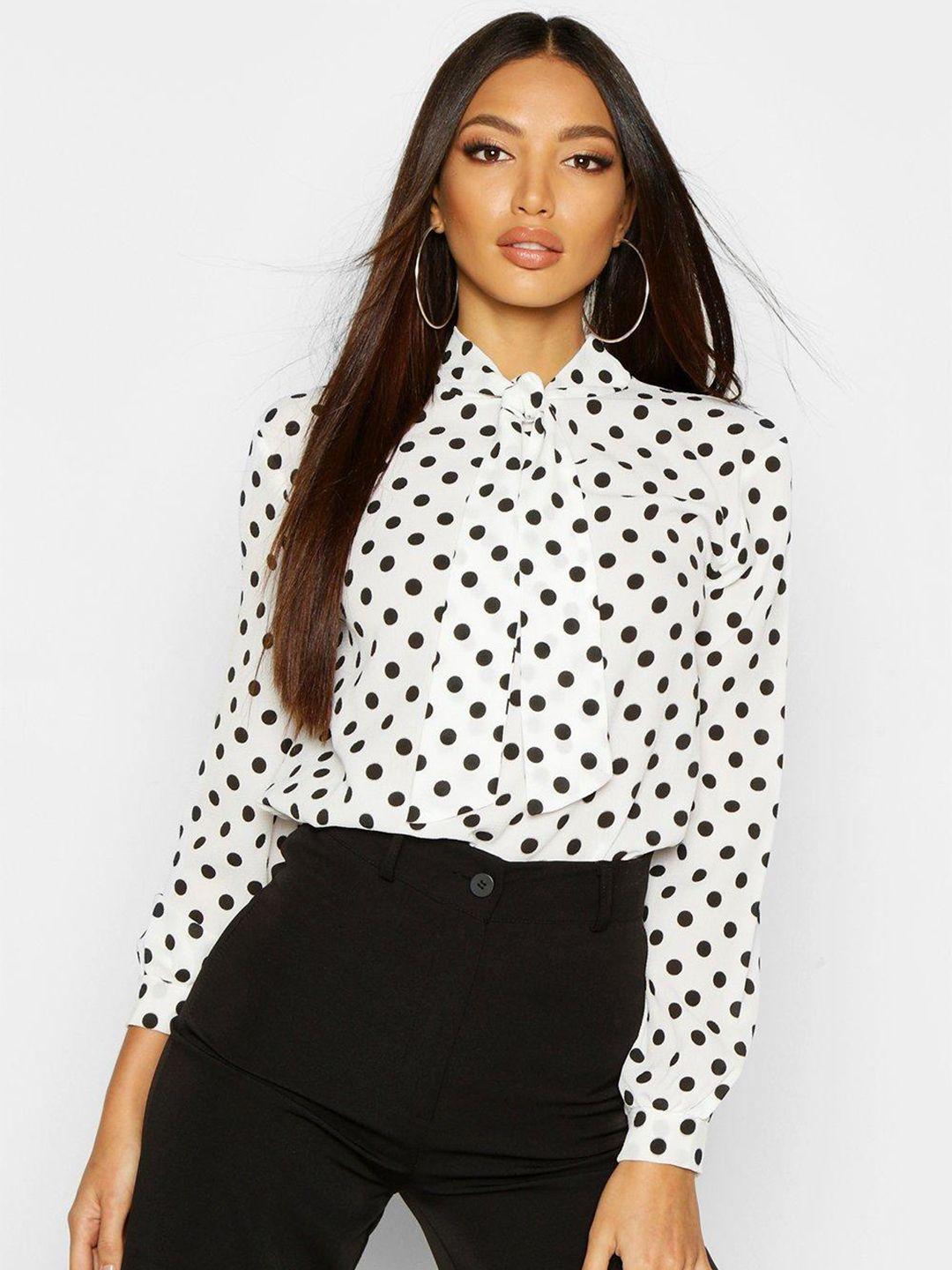 boohoo polka dot print top