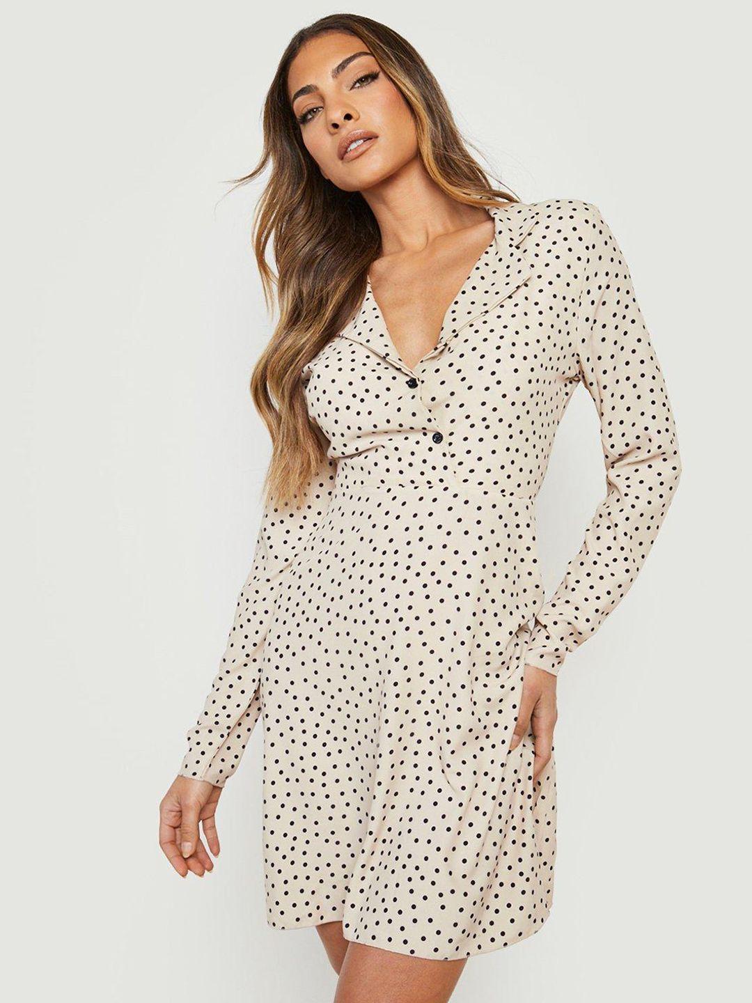 boohoo polka dot shirt dress