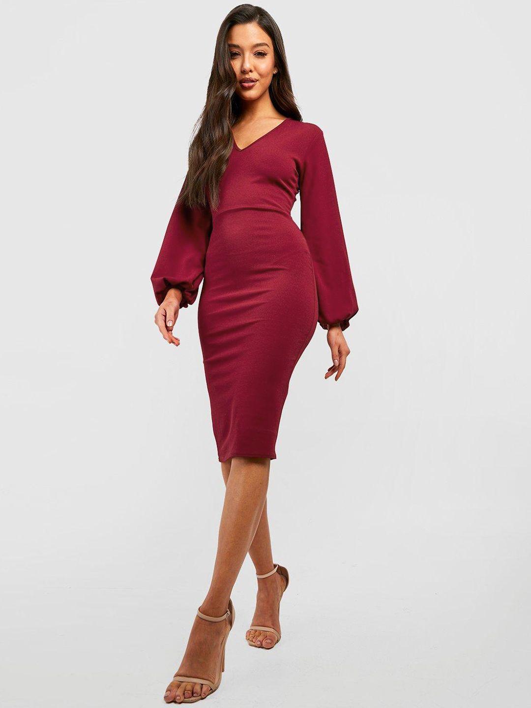 boohoo puff sleeve bodycon dress