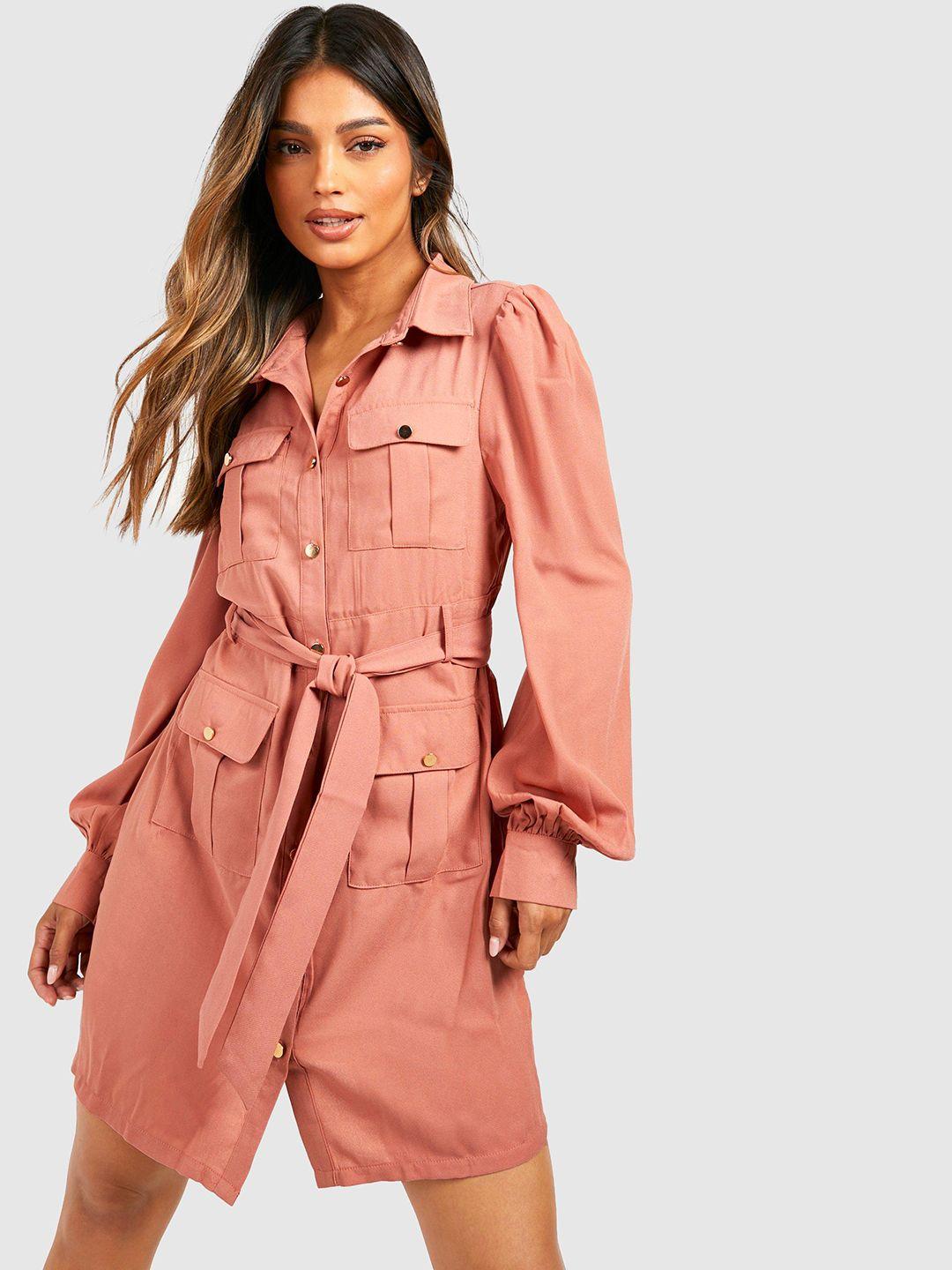 boohoo puff sleeve shirt dress