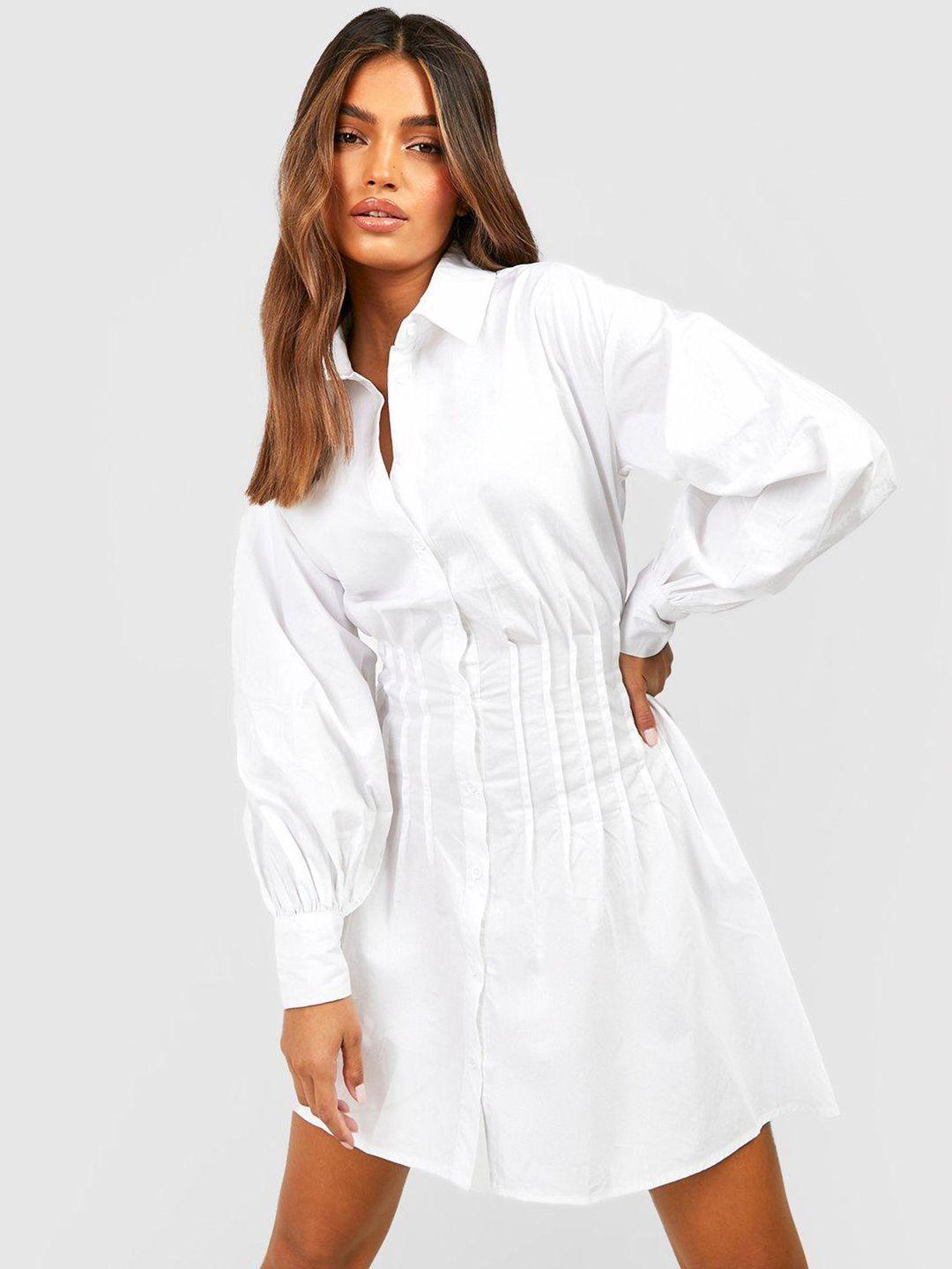 boohoo pure cotton corset style shirt mini dress