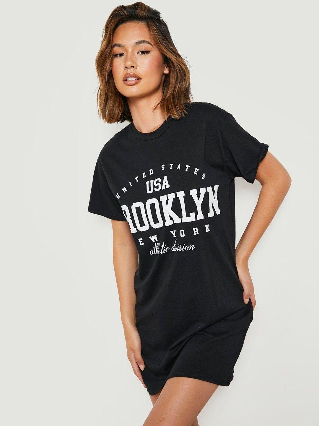 boohoo pure cotton typographic printed t-shirt mini dress