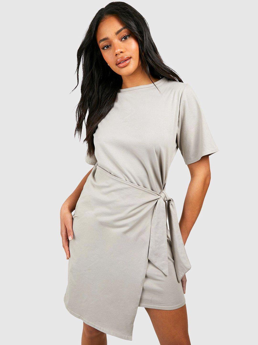 boohoo pure cotton wrap mini dress