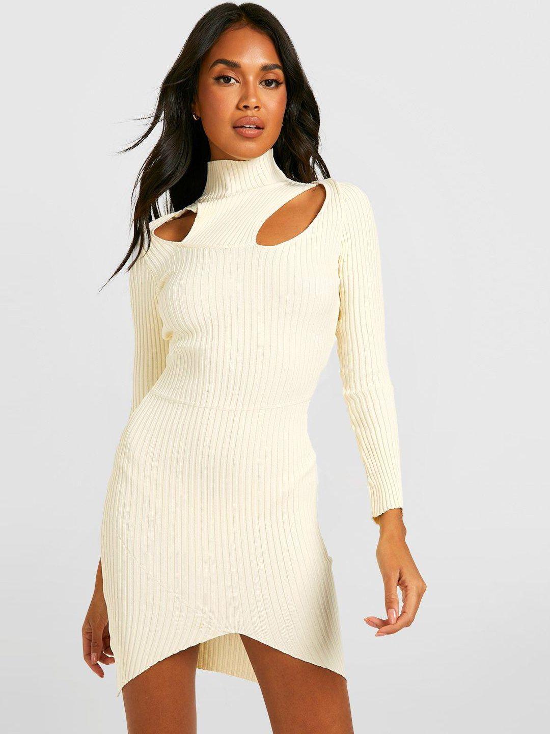 boohoo ribbed bodycon mini dress