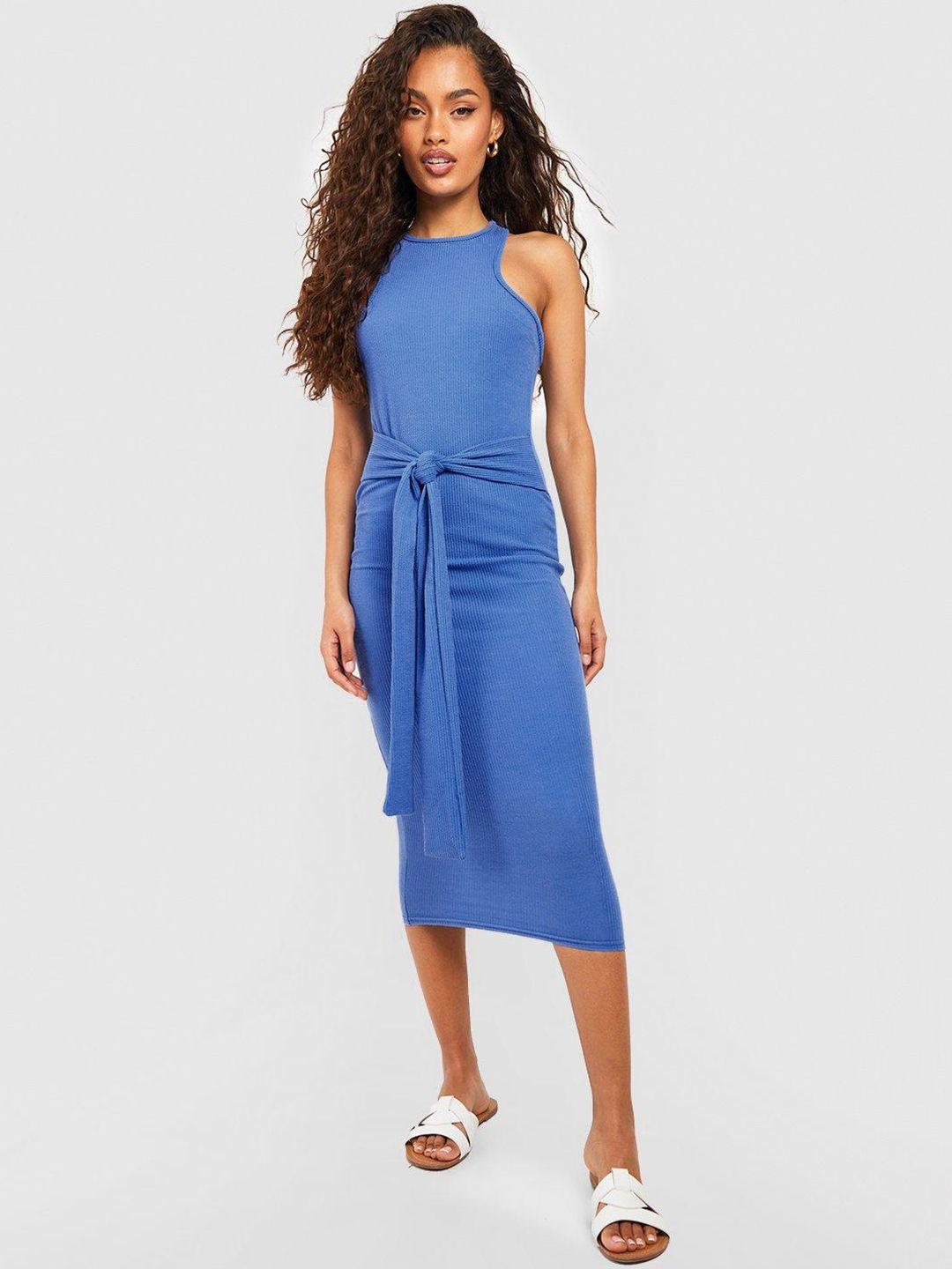 boohoo ribbed racerback bodycon midi dress