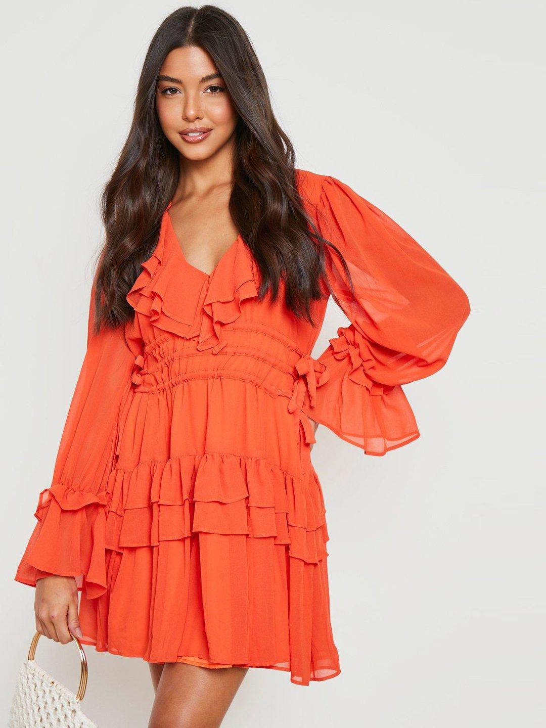 boohoo ruffled a-line mini dress