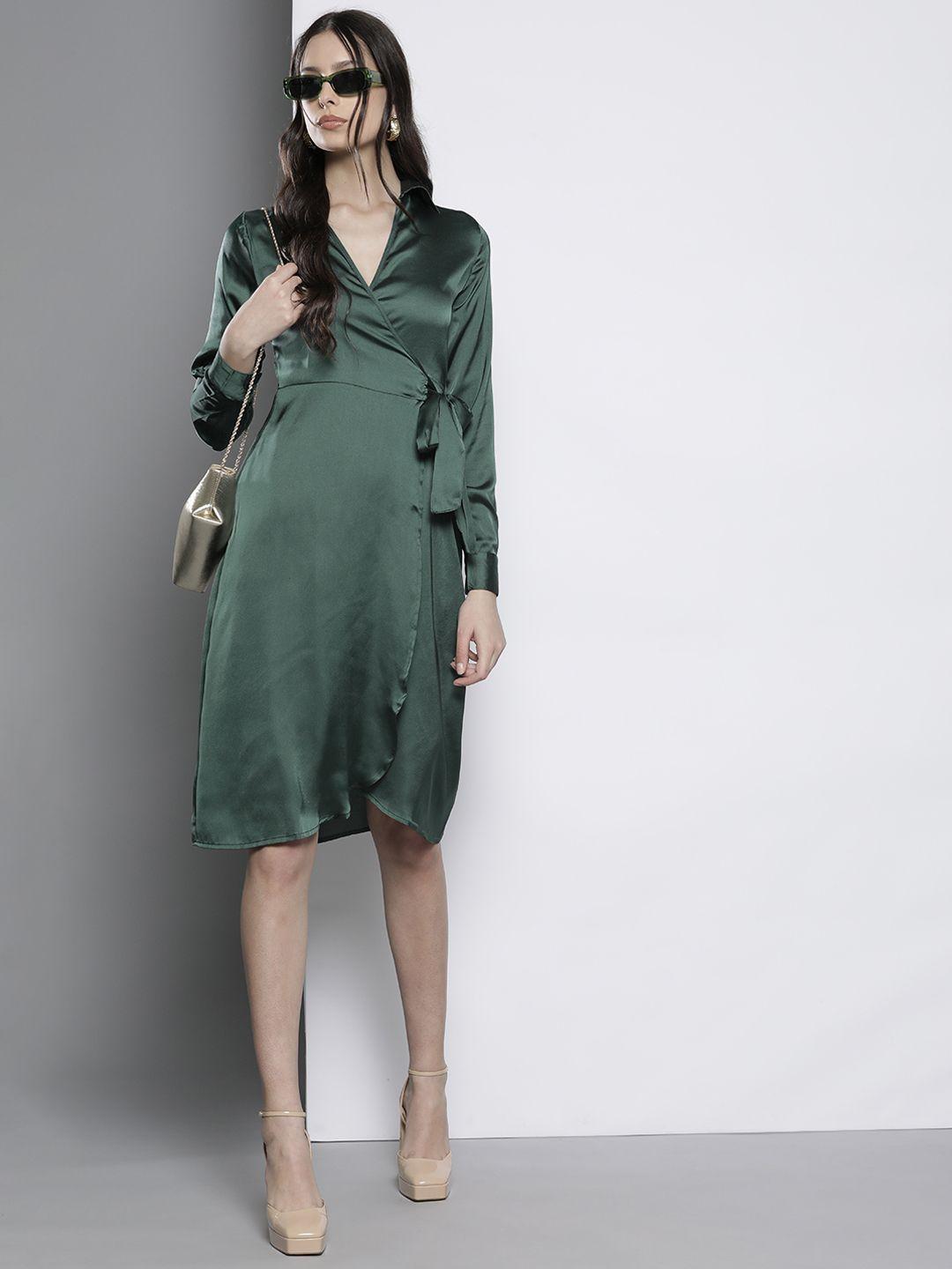 boohoo satin wrap dress