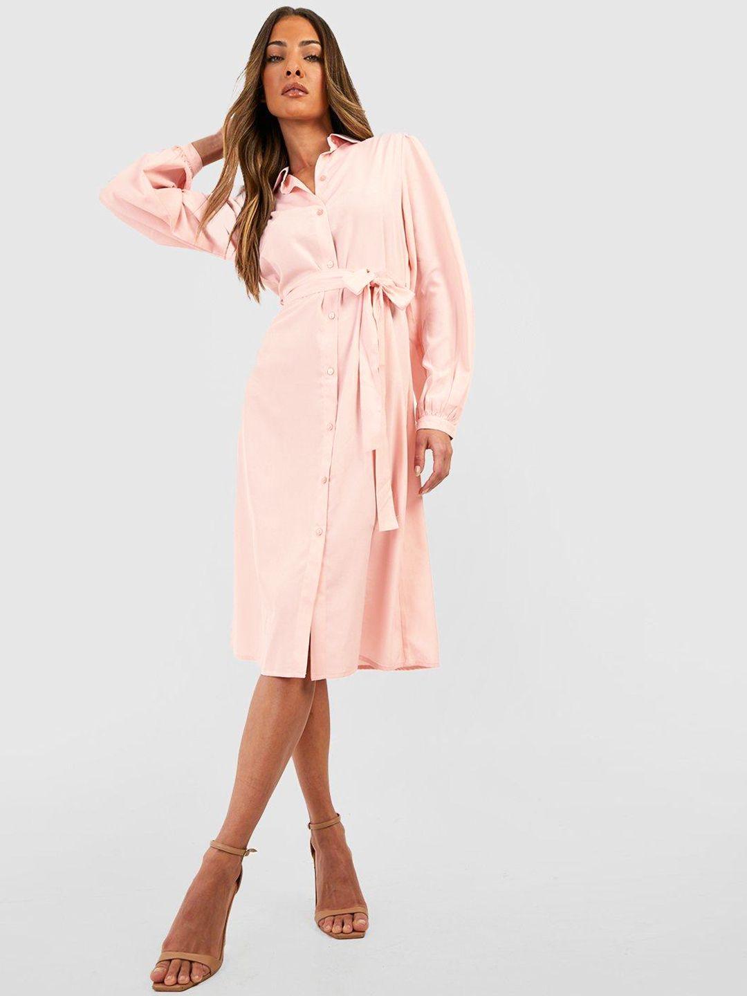 boohoo shirt midi dress with belt