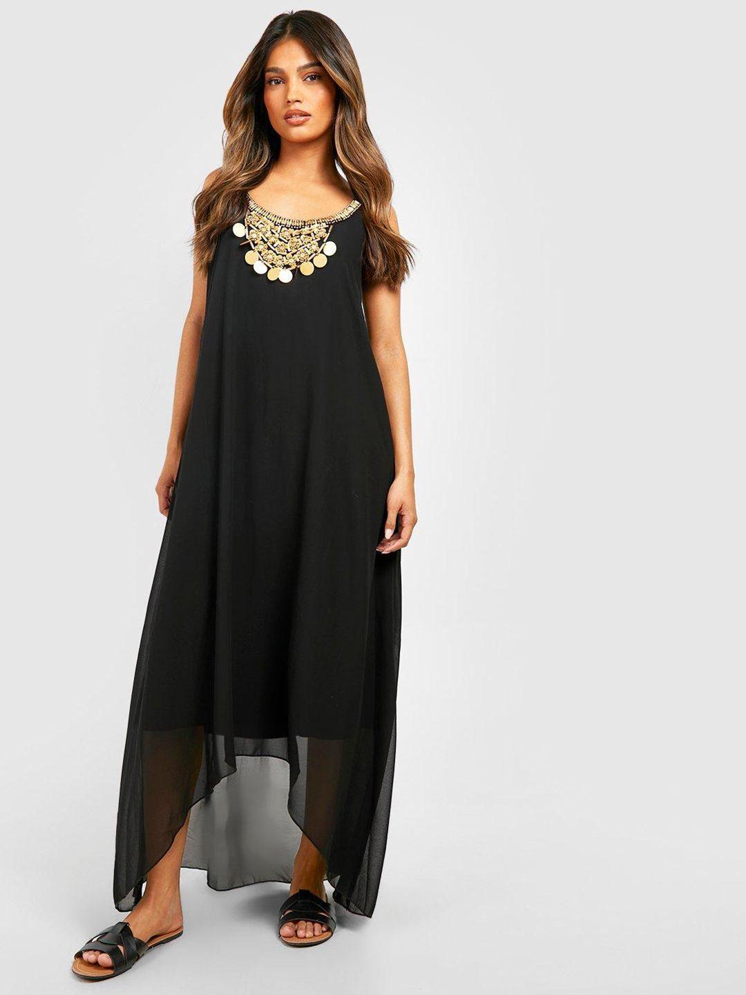 boohoo shoulder straps embellished detail maxi dress