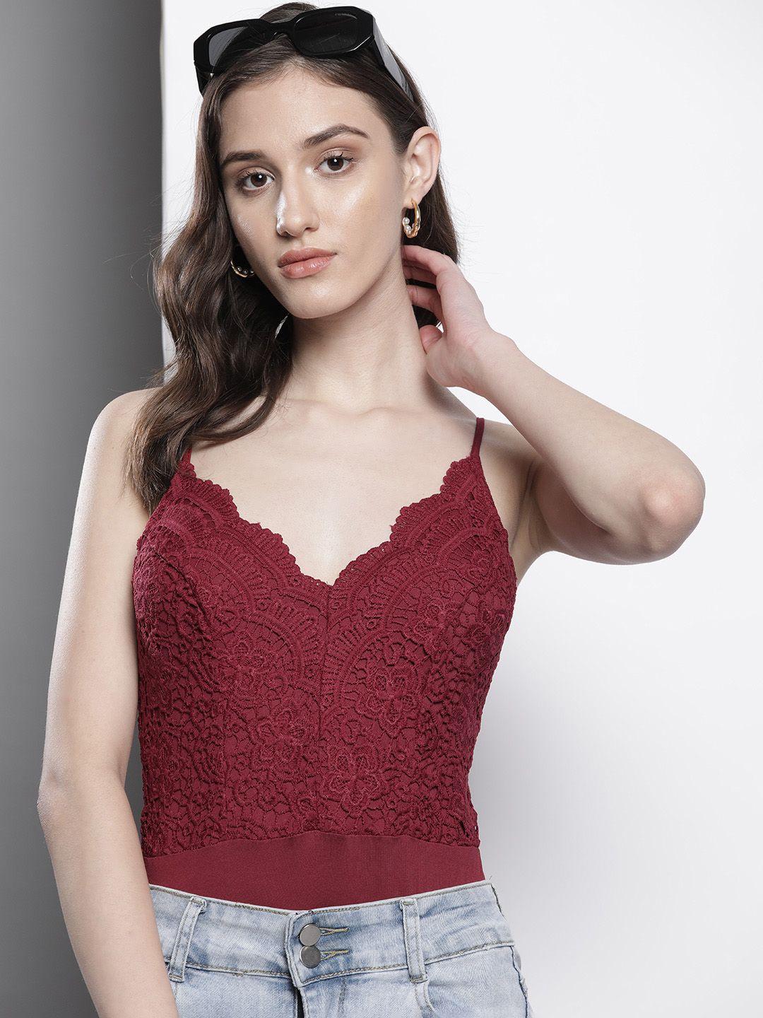 boohoo shoulder straps lace bodysuit