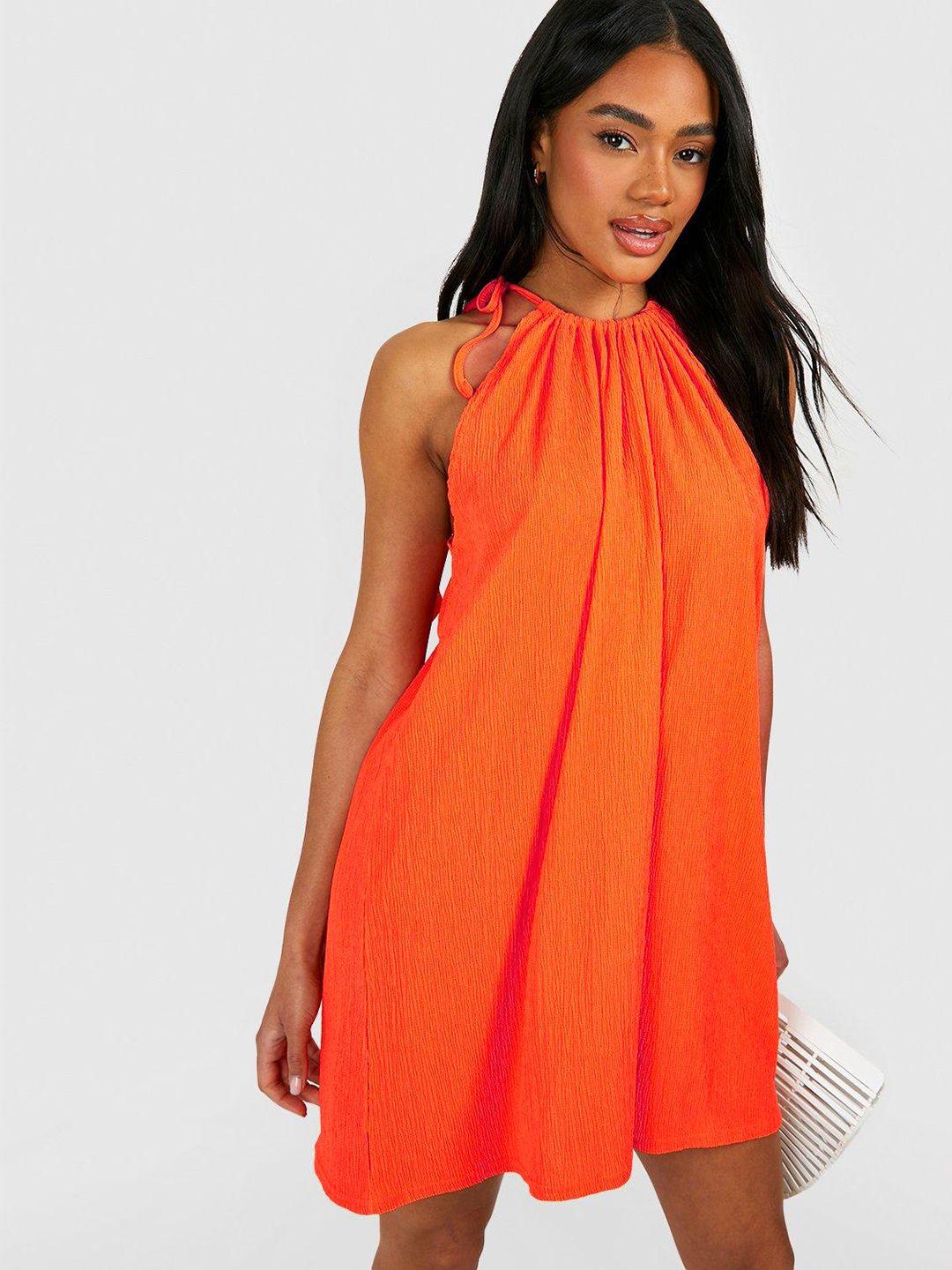 boohoo solid a-line dress