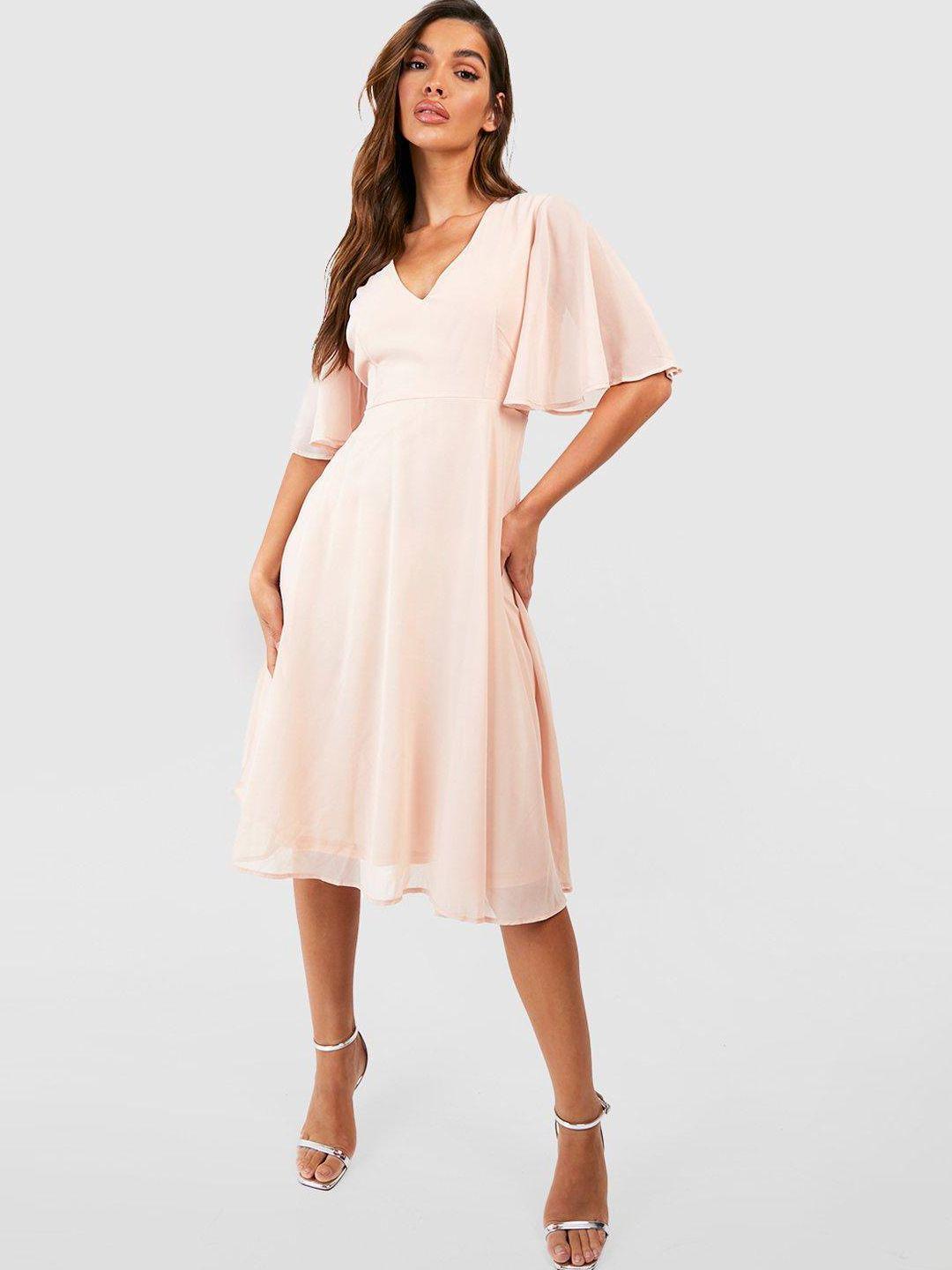 boohoo solid midi dress