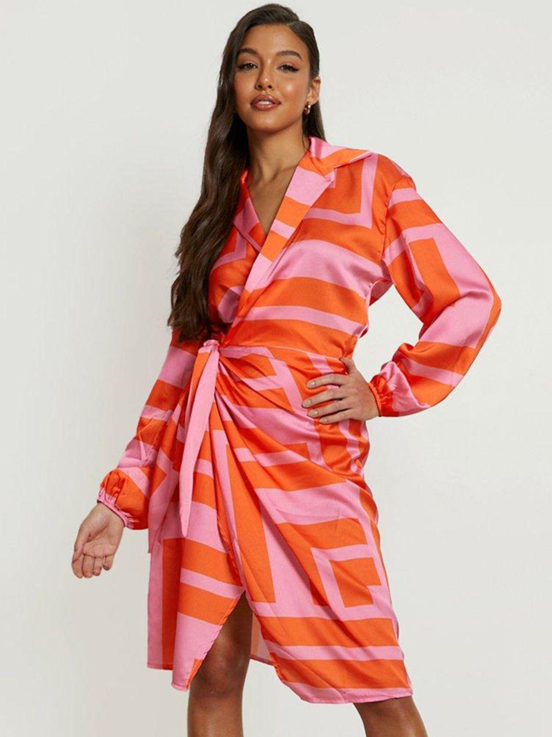 boohoo striped satin midi dress