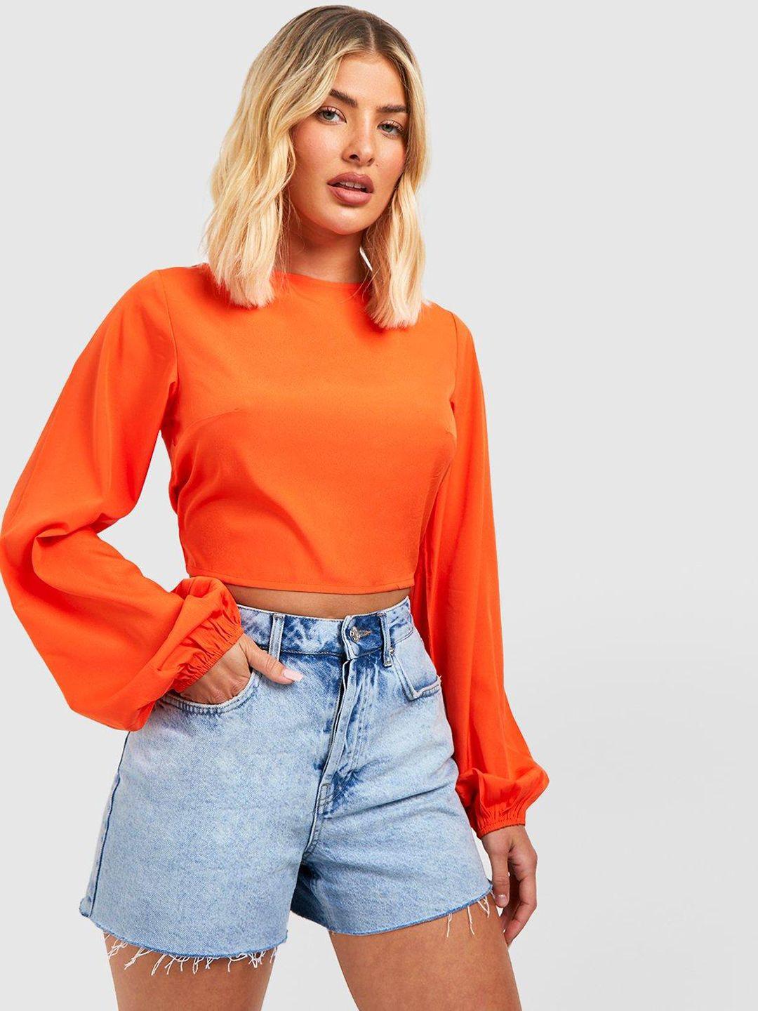 boohoo styled lace-up back crop top