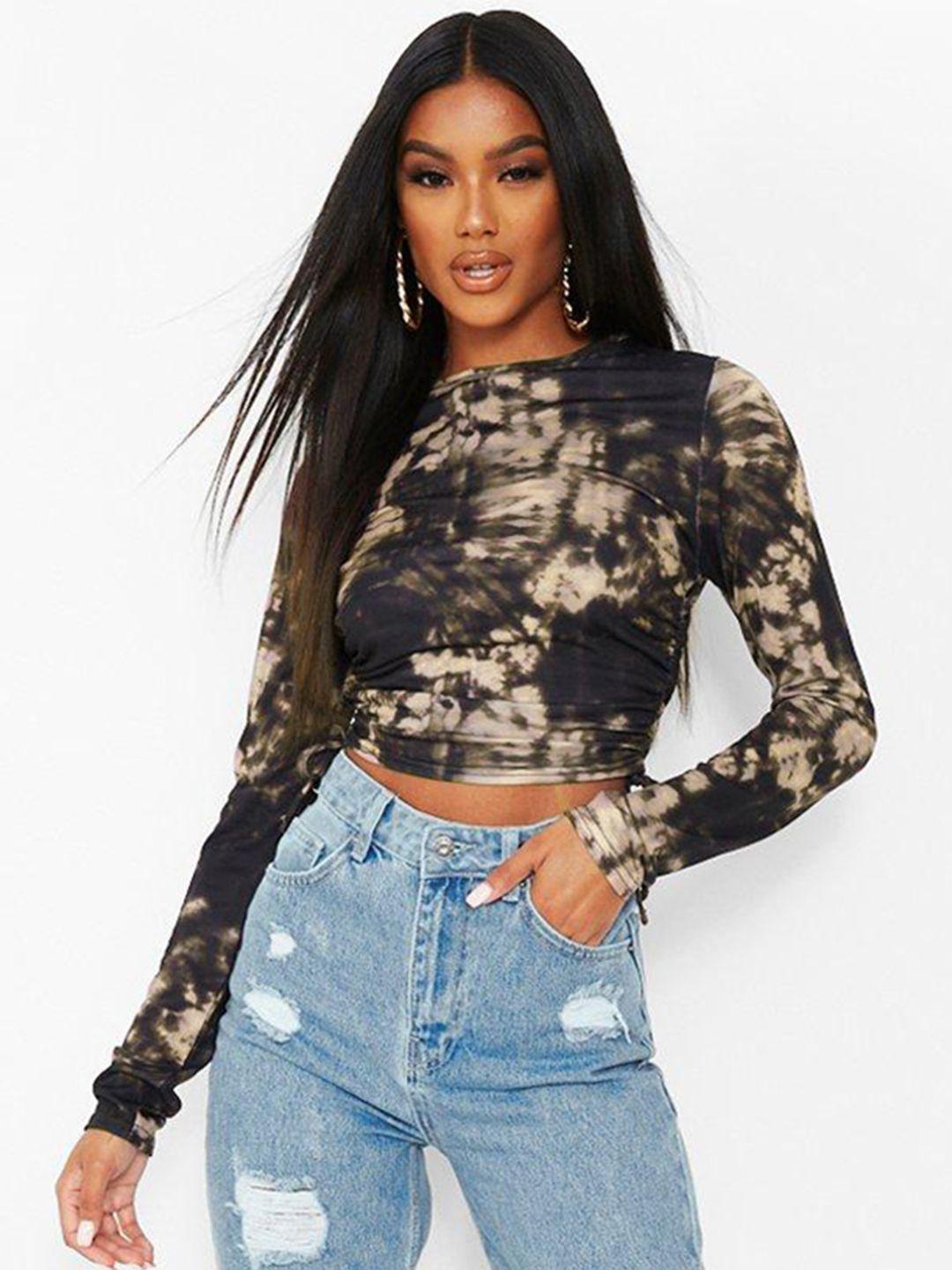 boohoo tie & dye ruched crop top