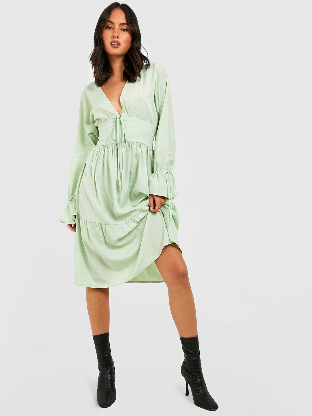 boohoo tiered midi empire dress