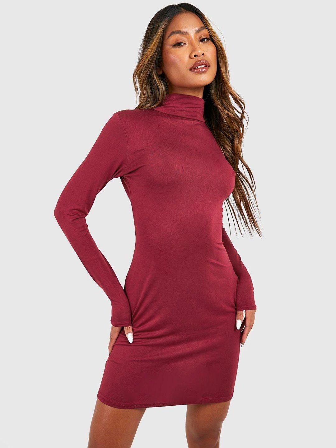 boohoo turtle neck mini bodycon dress