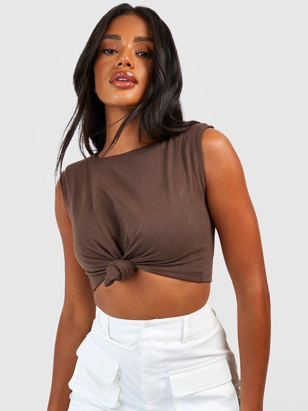 boohoo twisted cotton crop sleeveless top