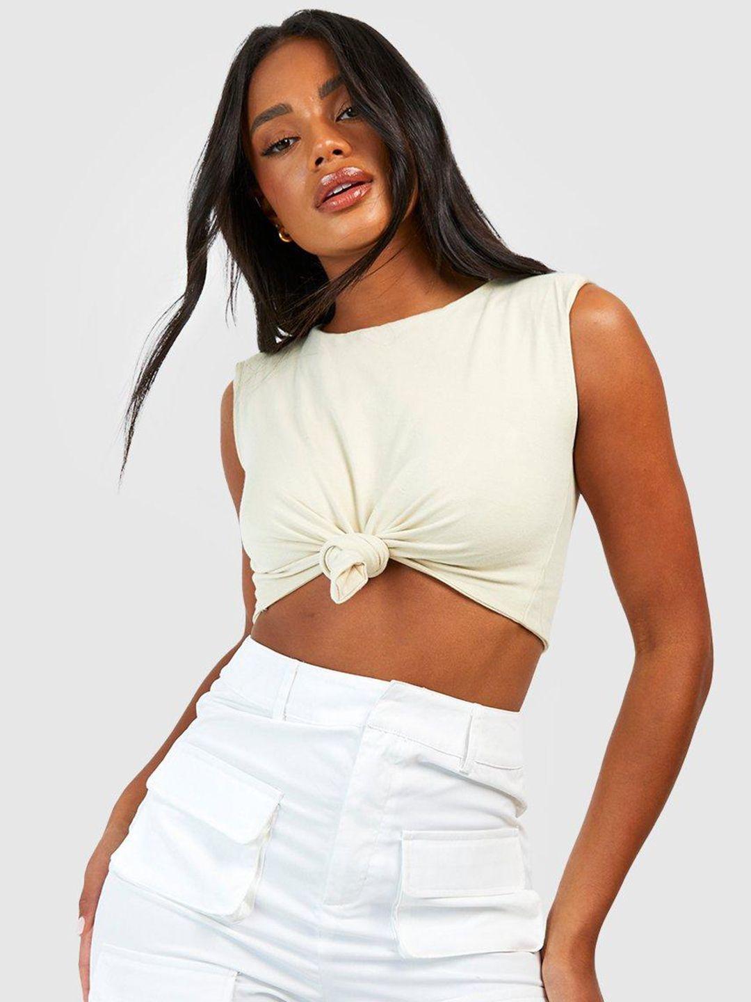 boohoo twisted cotton crop top