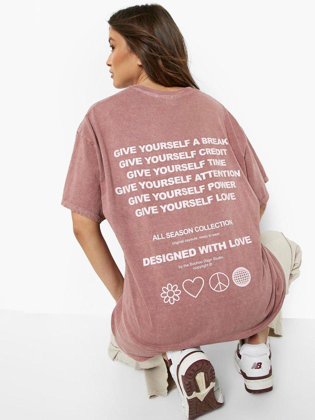 boohoo typography printed loose t-shirt