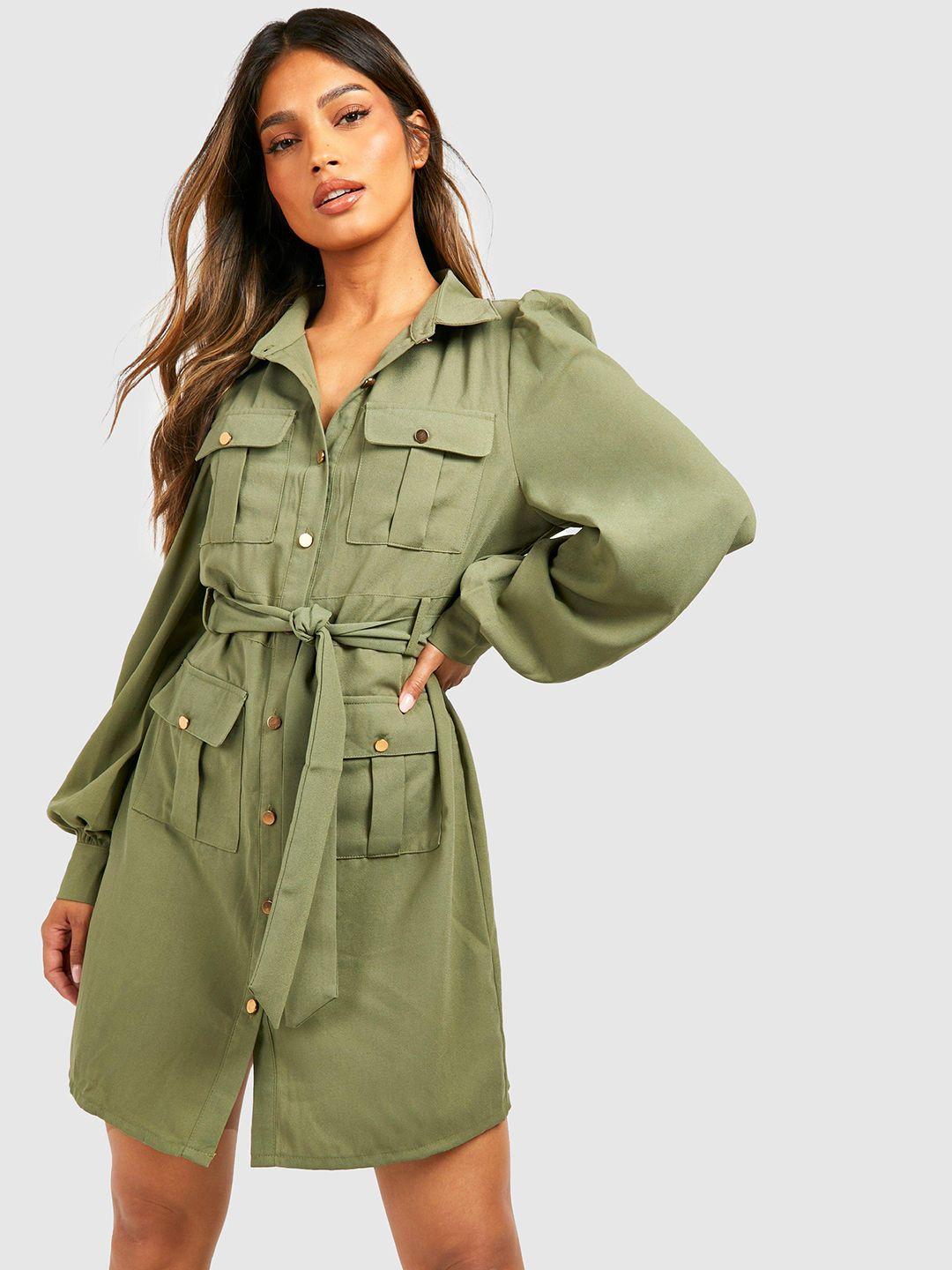 boohoo utility pocket shirt dress with belt