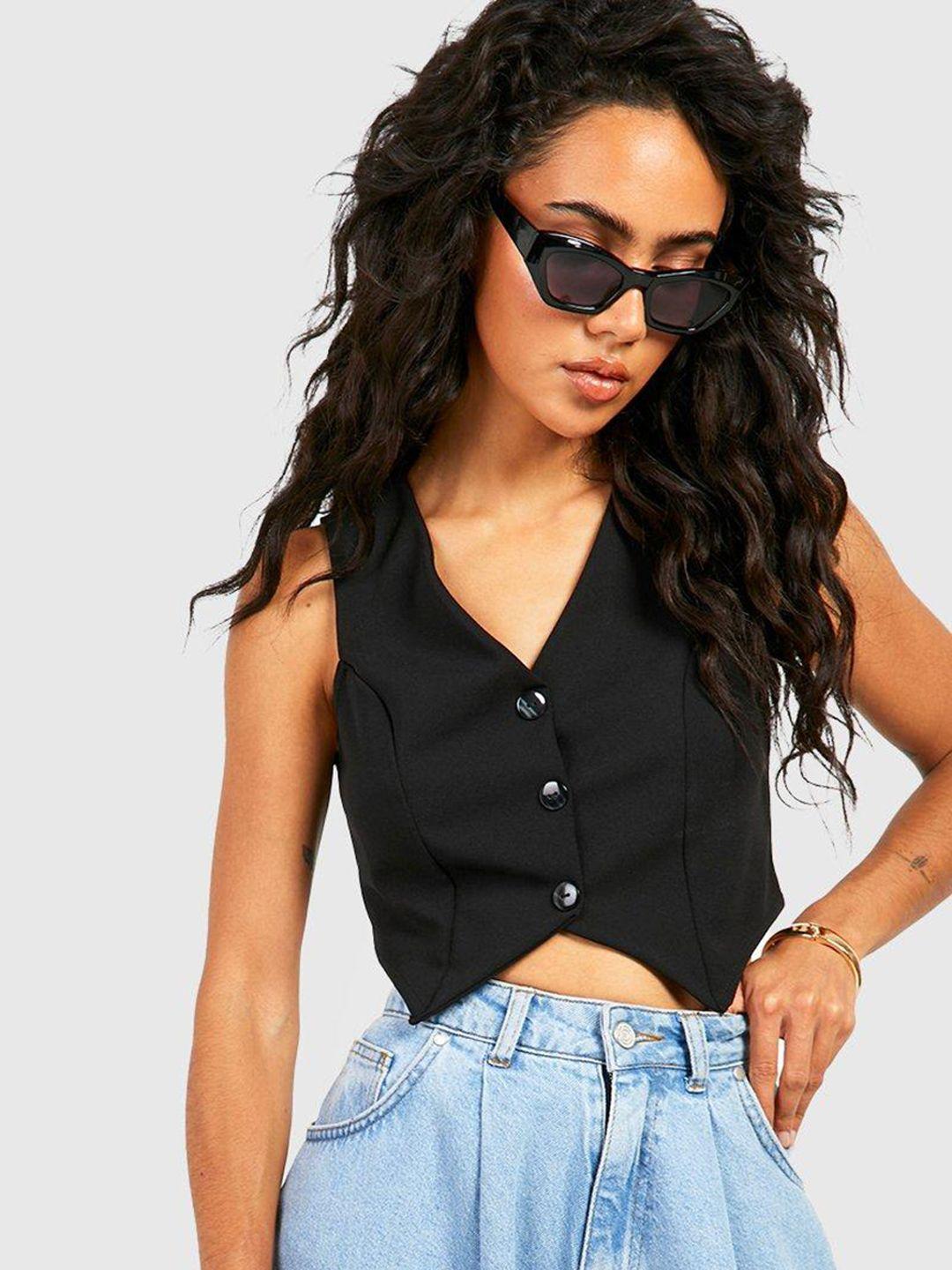 boohoo waistcoat crop top