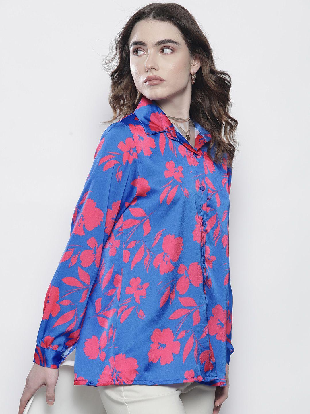 boohoo women floral printed satin finish  shirt