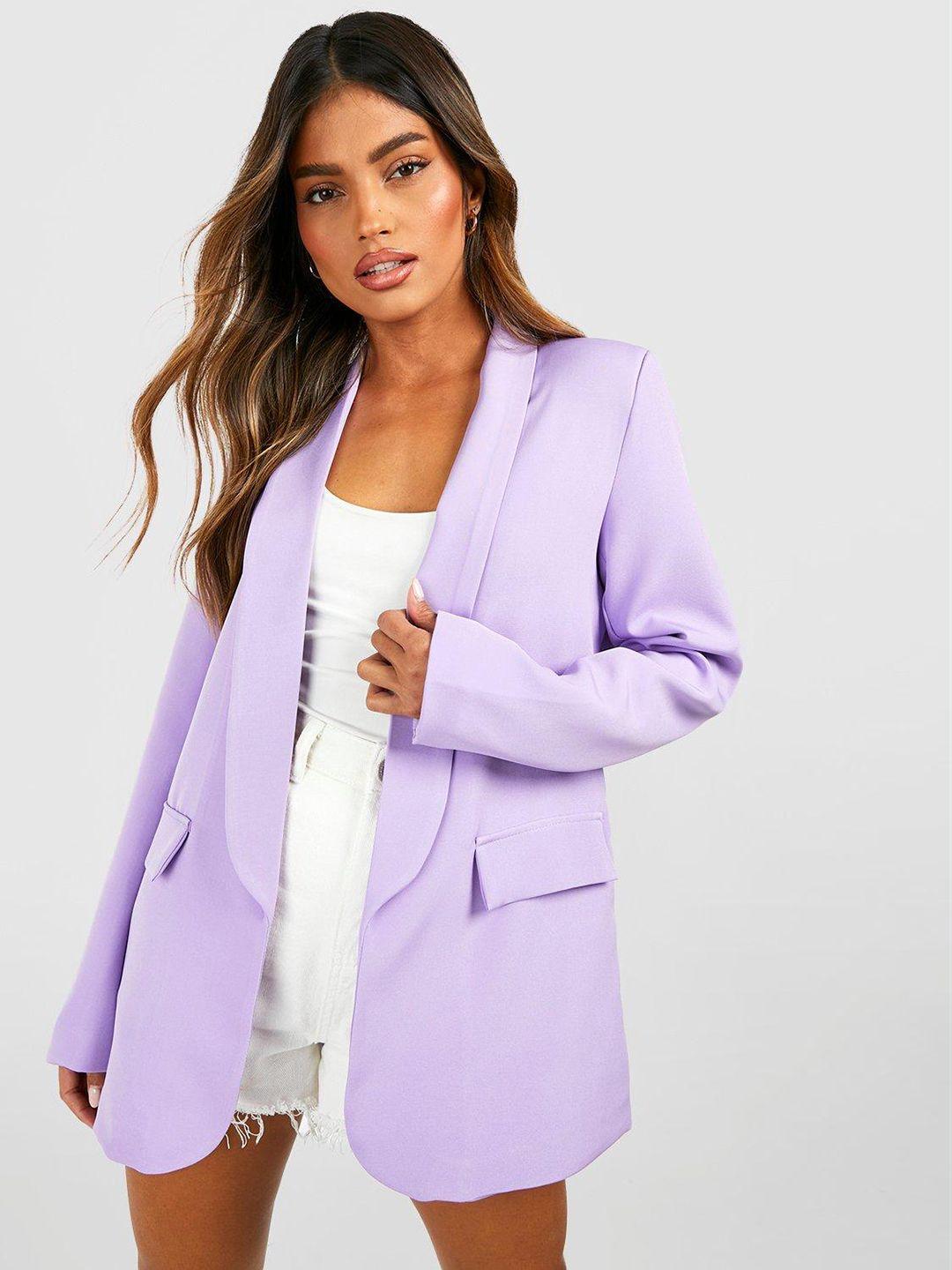 boohoo women front-open relaxed fit tailored longline blazer