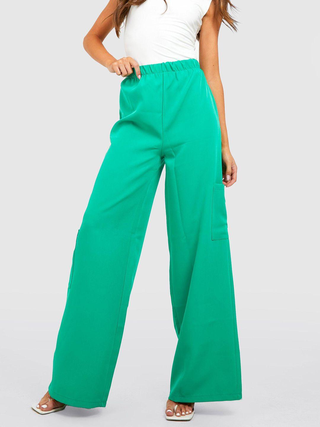 boohoo women green trousers