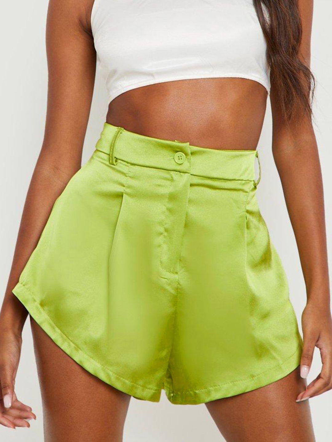 boohoo women satin finish tailored short