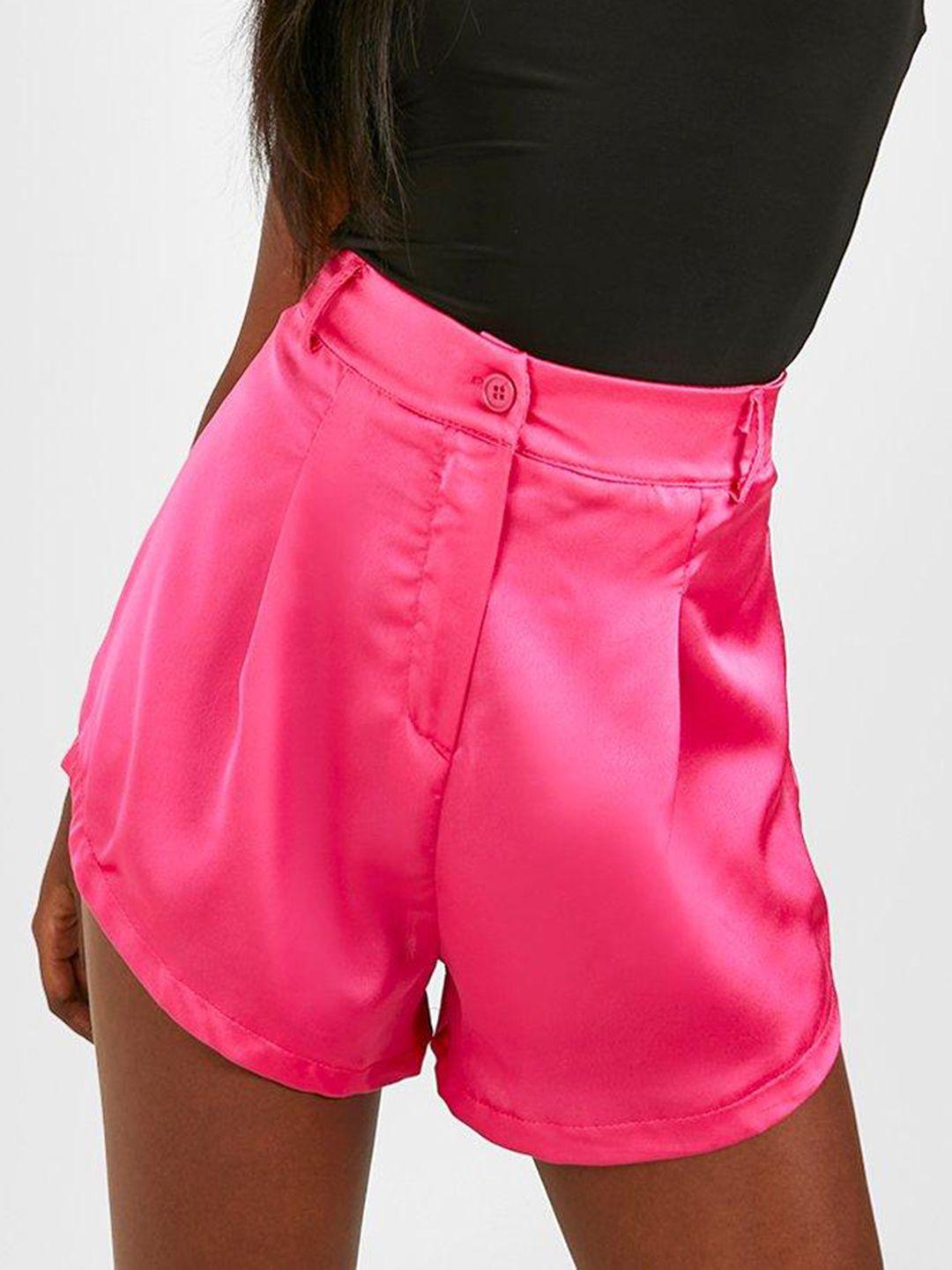 boohoo women satin finish tailored shorts