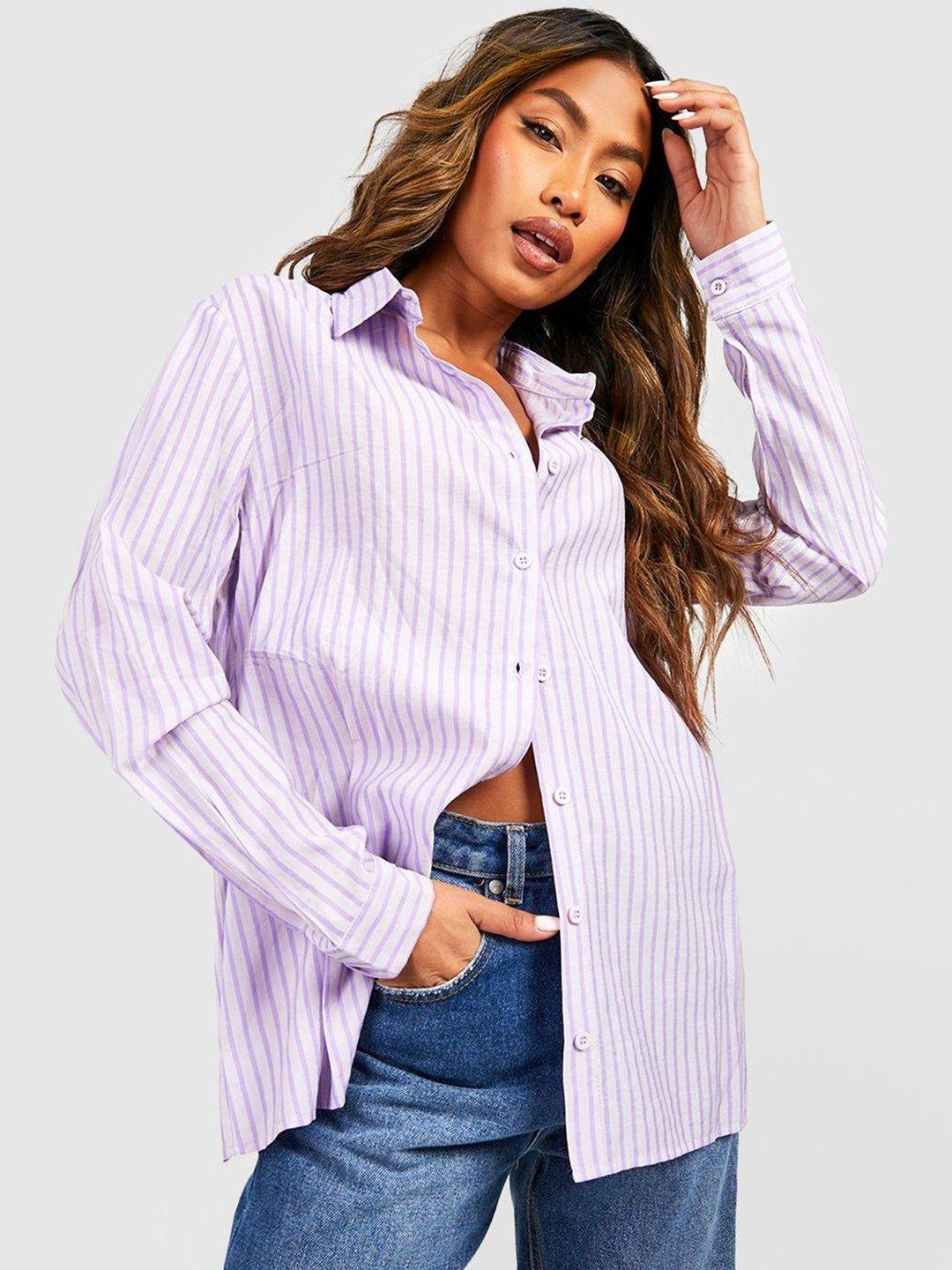 boohoo women striped oversized casual shirt