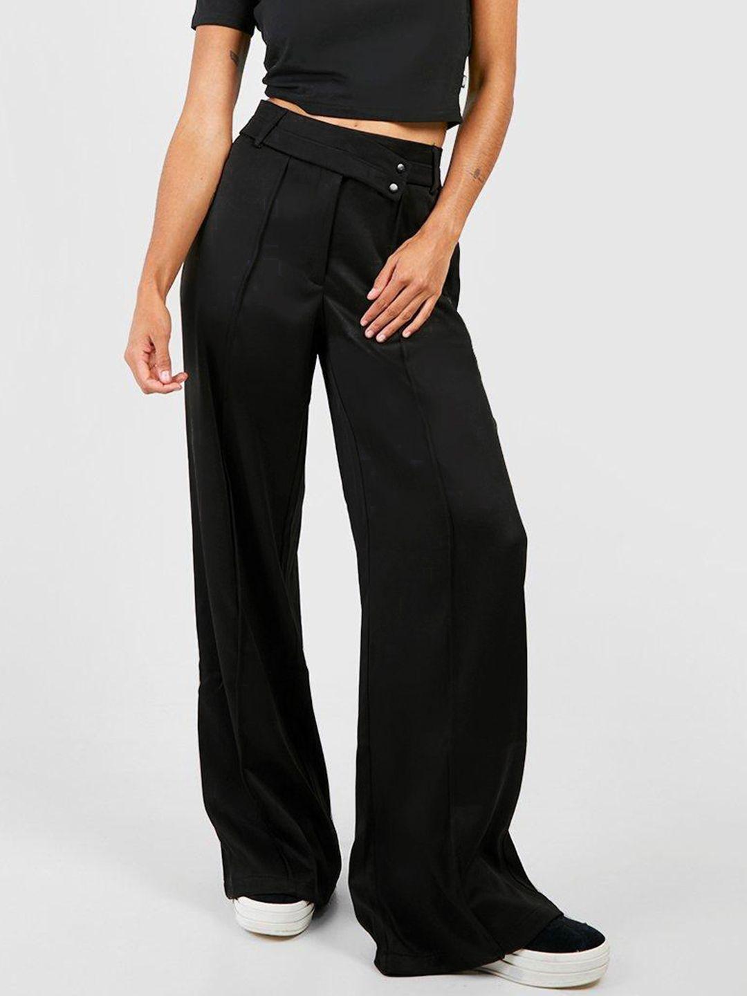 boohoo women wrap waist relaxed fit trousers