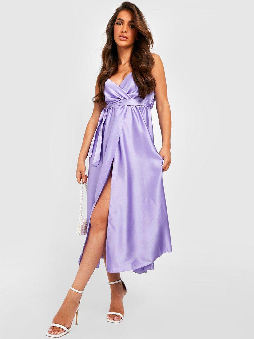 boohoo wrap a-line midi dress with belt