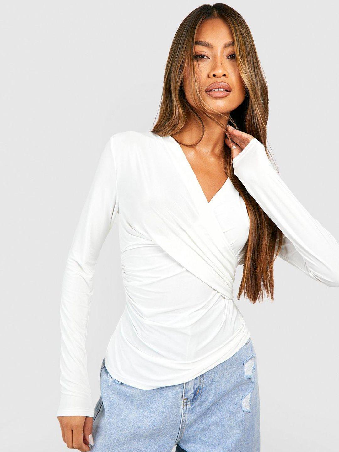 boohoo wrap-style fitted top