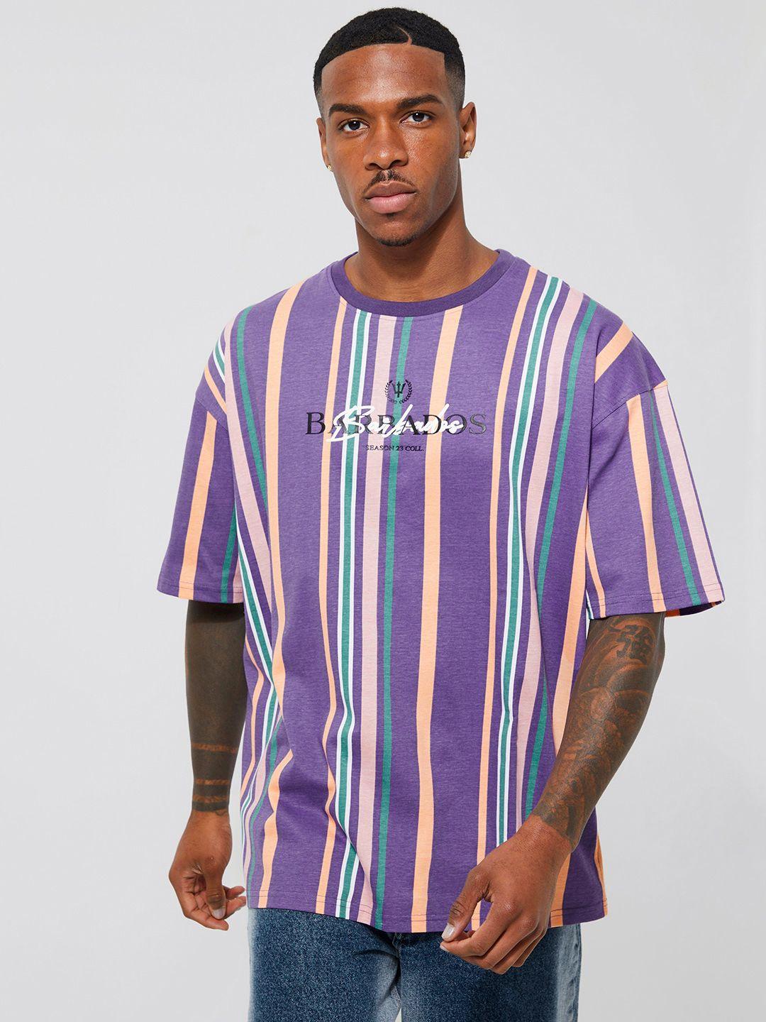 boohooman striped pure cotton oversized t-shirt