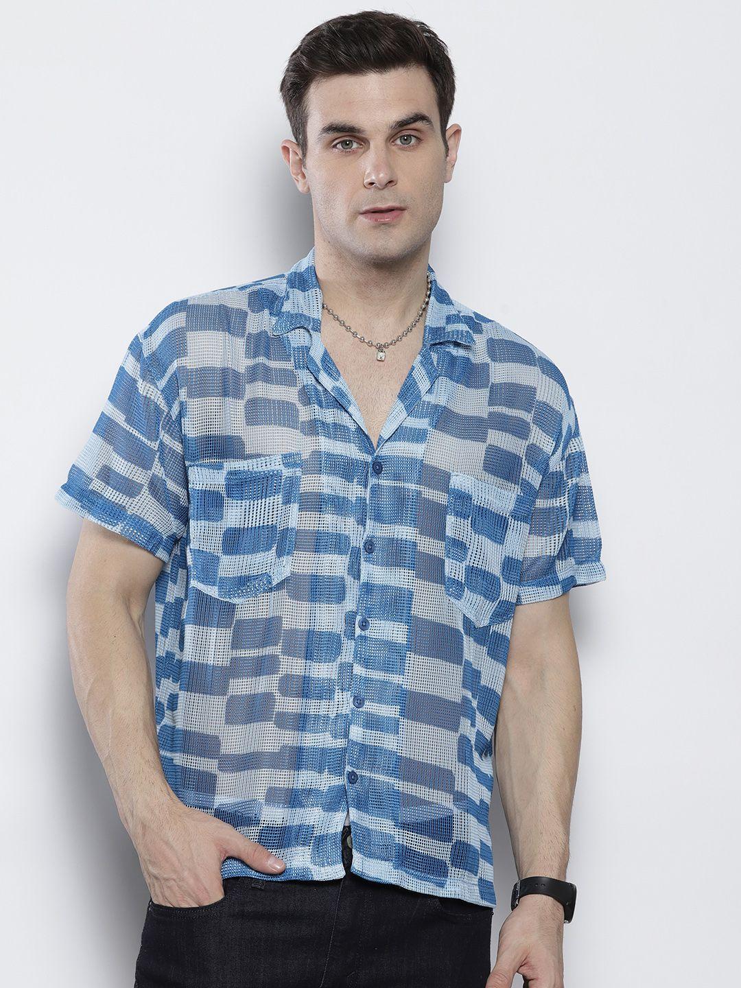 boohooman boxy fit sheer mesh shirt