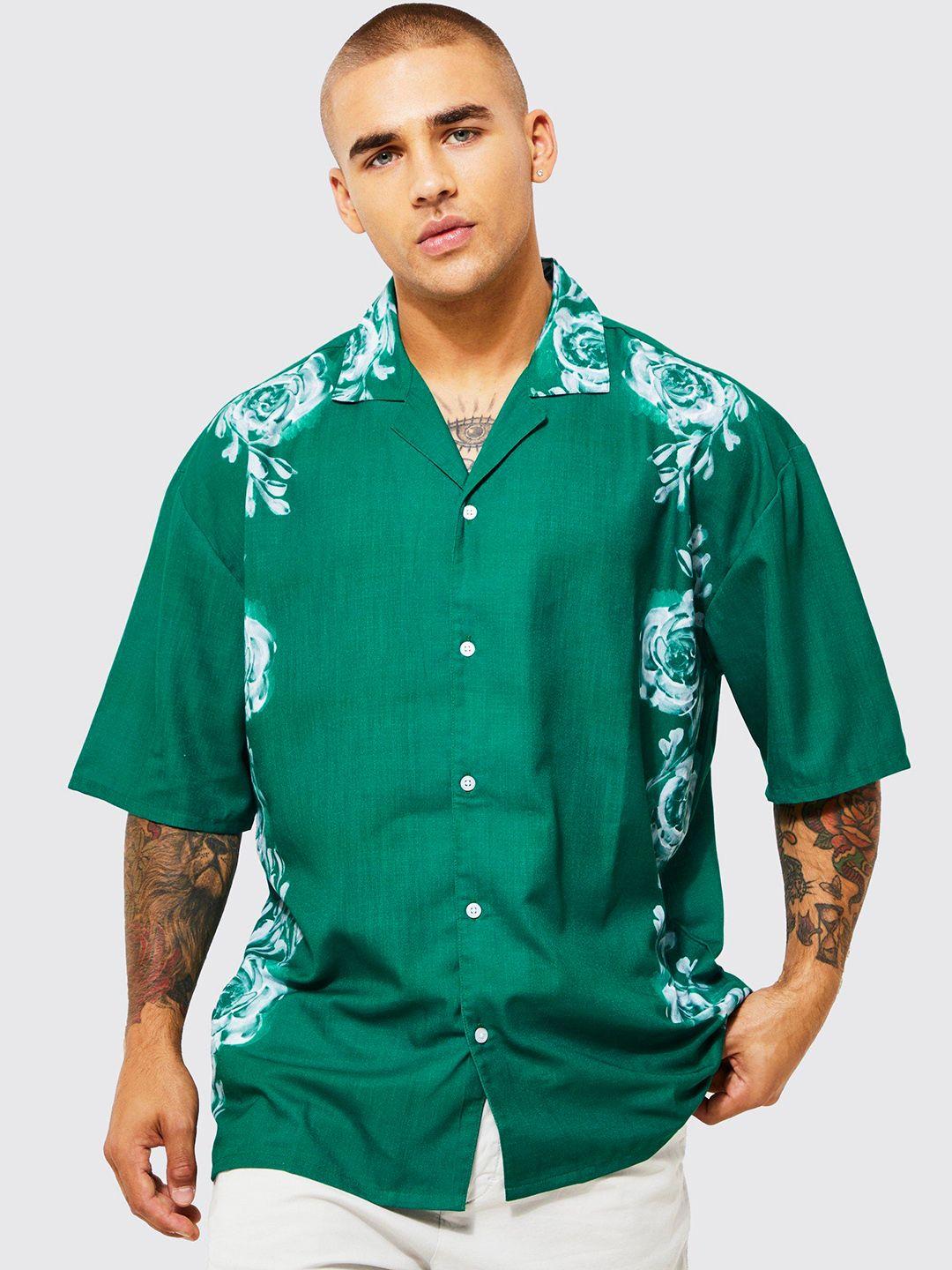 boohooman boxy floral printed casual shirt