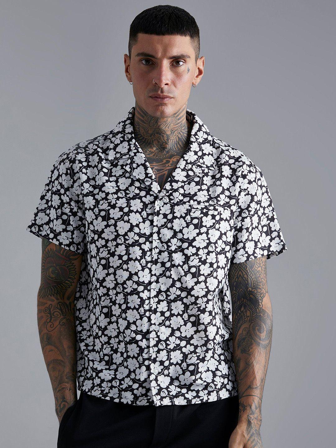 boohooman boxy floral printed casual shirt