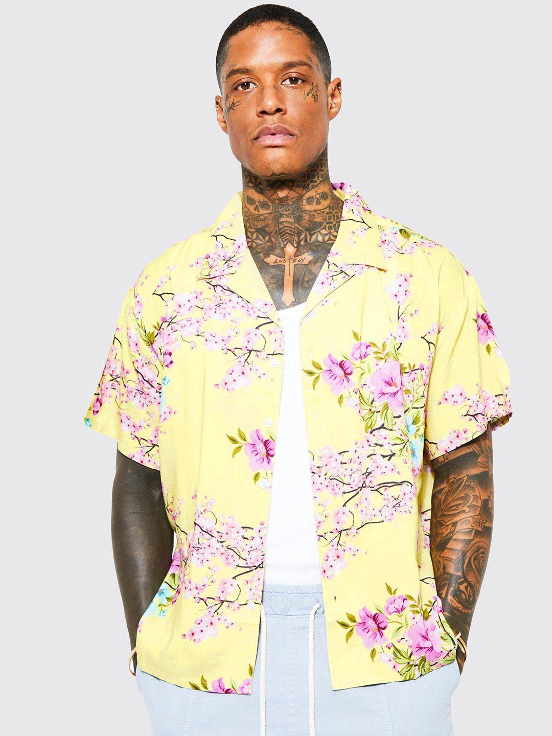 boohooman boxy floral printed casual shirt