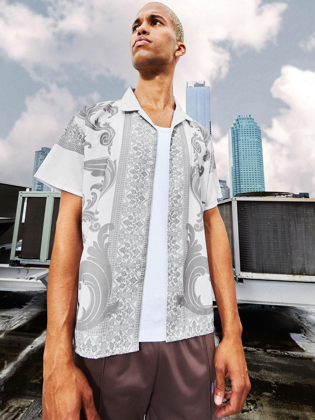 boohooman boxy printed casual shirt