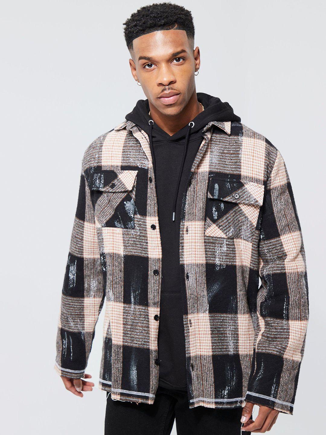 boohooman buffalo checked flannel shacket