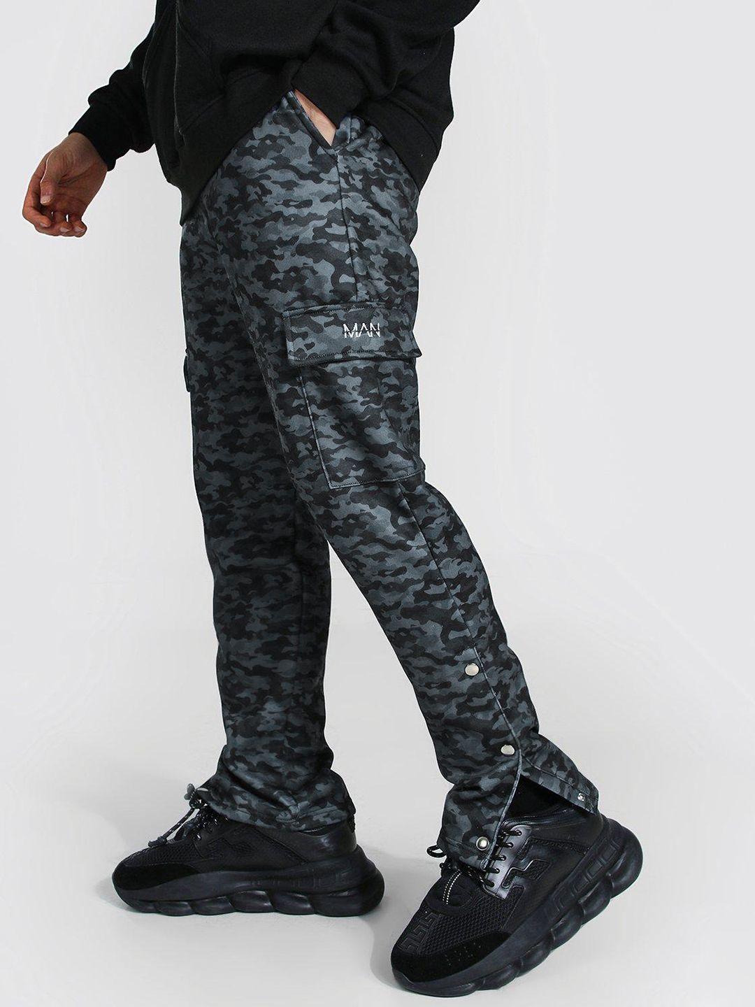 boohooman camouflage printed slim fit cargos