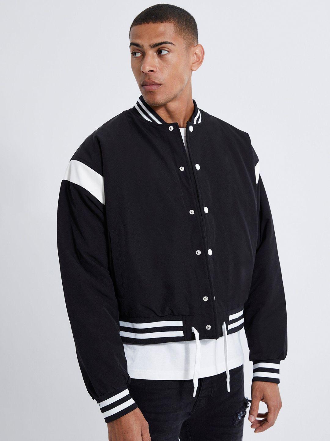 boohooman contrast trims bomber jacket