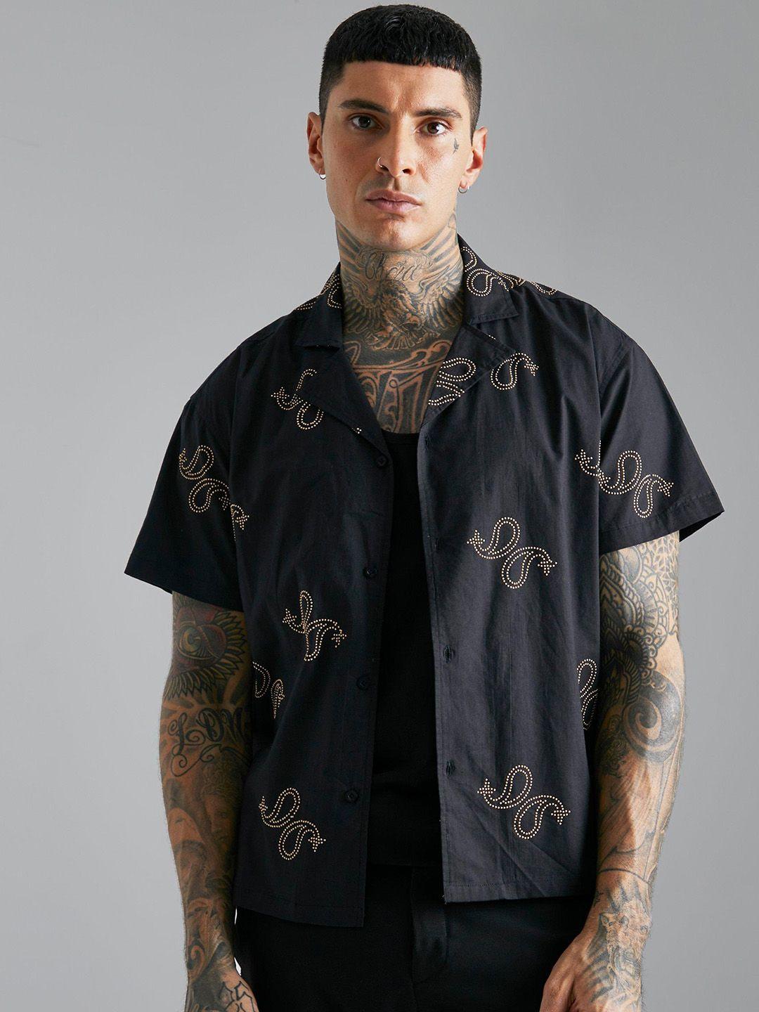 boohooman cotton printed casual shirt