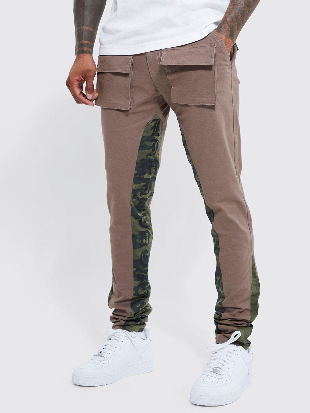 boohooman cotton skinny fit camouflage cargos