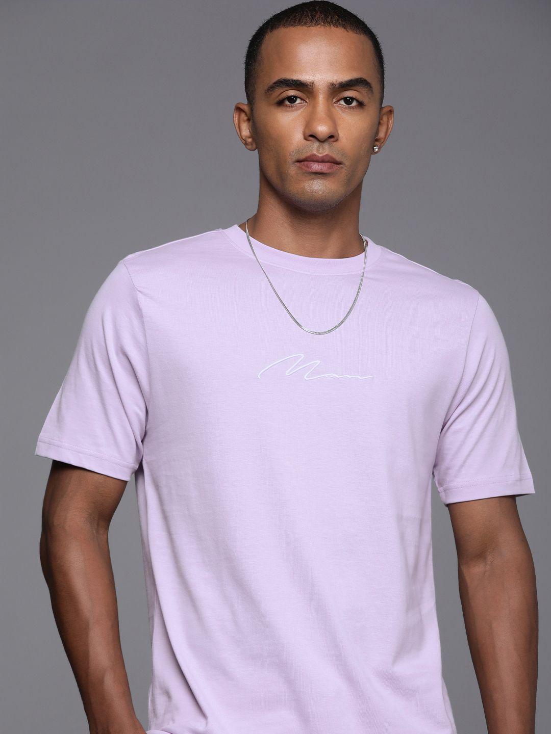 boohooman embroidered pure cotton casual t-shirt