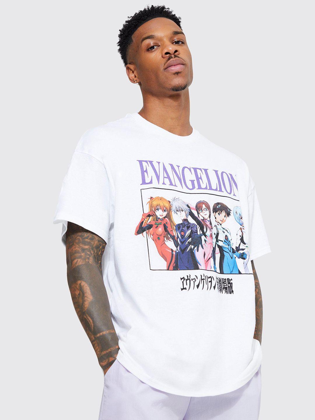 boohooman graphic printed drop-shoulder sleeves oversized cotton t-shirt